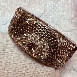 Chamak By Priya | Bracelet | Wide Crystal Bracelet in Gold